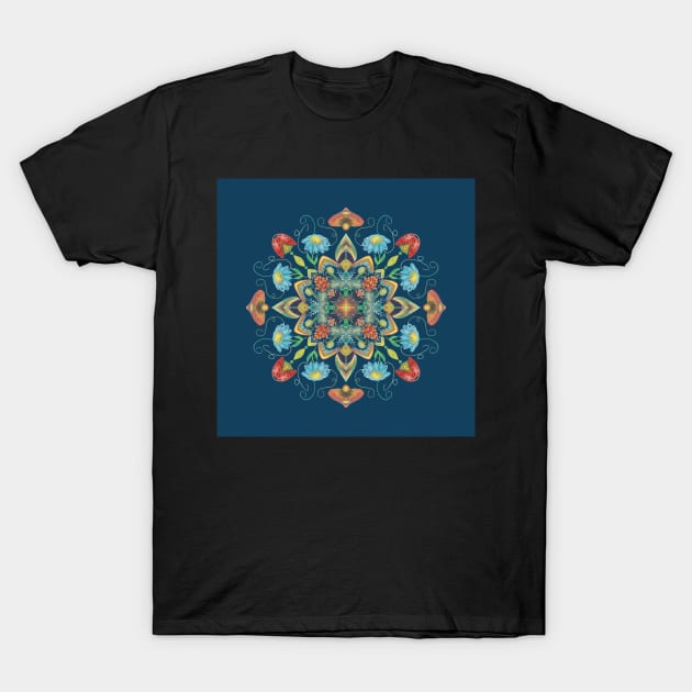 Ladybug and Mushroom Mandala T-Shirt by thatmacko